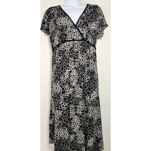 Blooming Rose Maternity Black White Circle Print Empire Waist Dress L‎